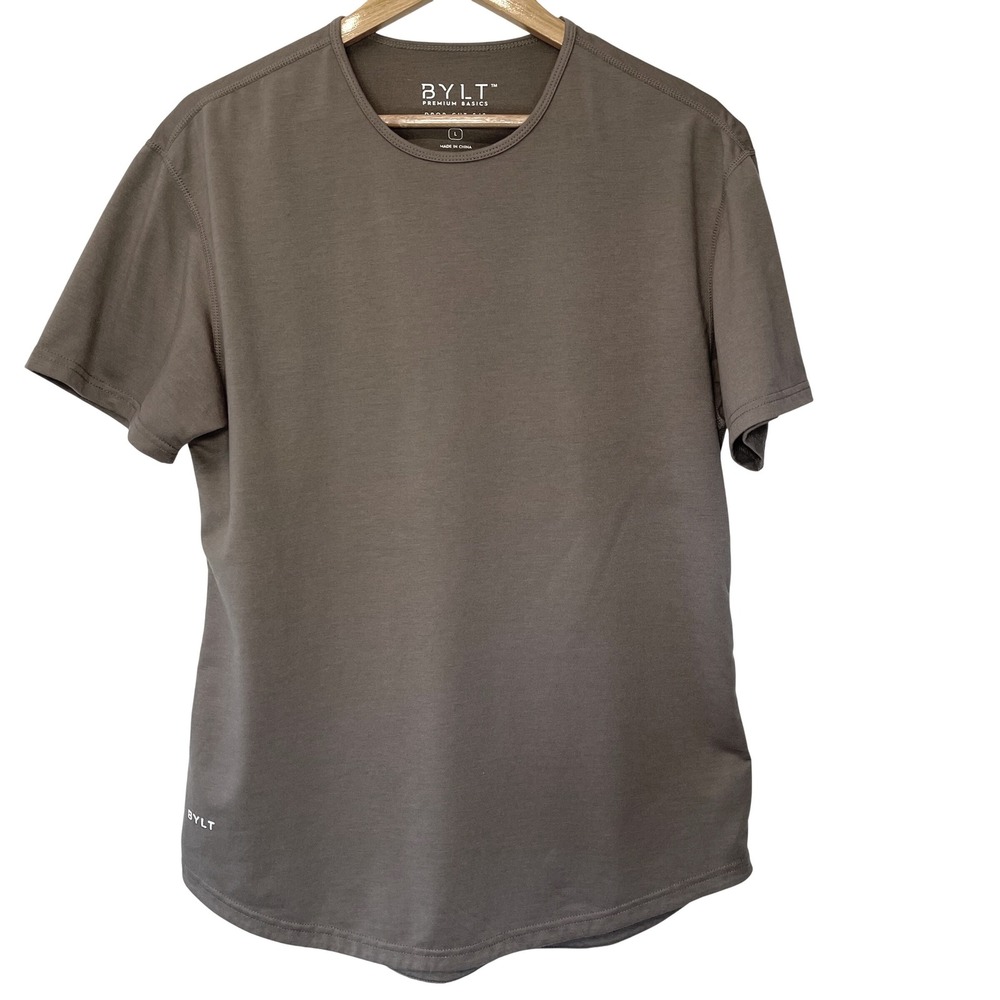 BYLT Premium Basics Drop Cut SS Shirt Mens Large‎ Brown BYLT Blend Short Sleeve